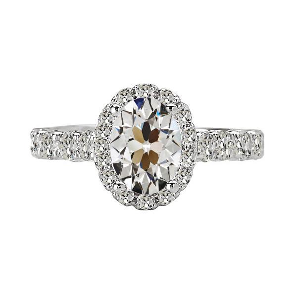 Runder & Ovaler Altschliff-Natürliche Diamant-Halo-Ring 6 Karat