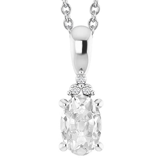 Runder & Ovaler Altschliff Echt Diamant-Anhänger Mit Kaution 5 Karat Weißgold 14K - harrychadent.ch