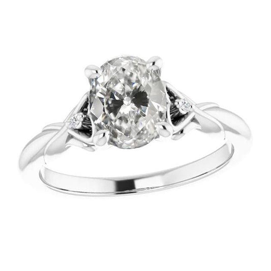 Runder & Ovaler Altschliff Natürlich Diamantring Mit 3 Steinen 14K Gold 3,50 Karat - harrychadent.ch