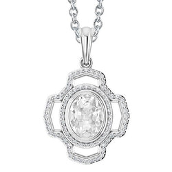 Runder & Ovaler Halo-Echt Diamant-Anhänger-Lünettensatz Im Alten Minenschliff 3,75 Karat