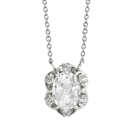Runder & Ovaler alter Bergmann Halo Echt Diamant Anhänger 4,50 Karat Blumenstil - harrychadent.ch