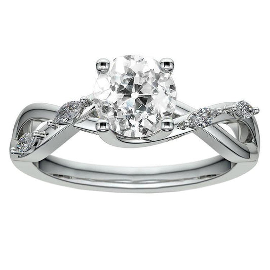 Runder Ring Twisted Style Marquise Alter Bergmann Echt Diamanten 3 Karat