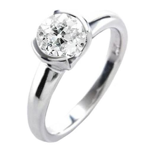 Runder Solitär Ehering Alter Bergmann Echt Diamant Halblünette Set 1 Karat