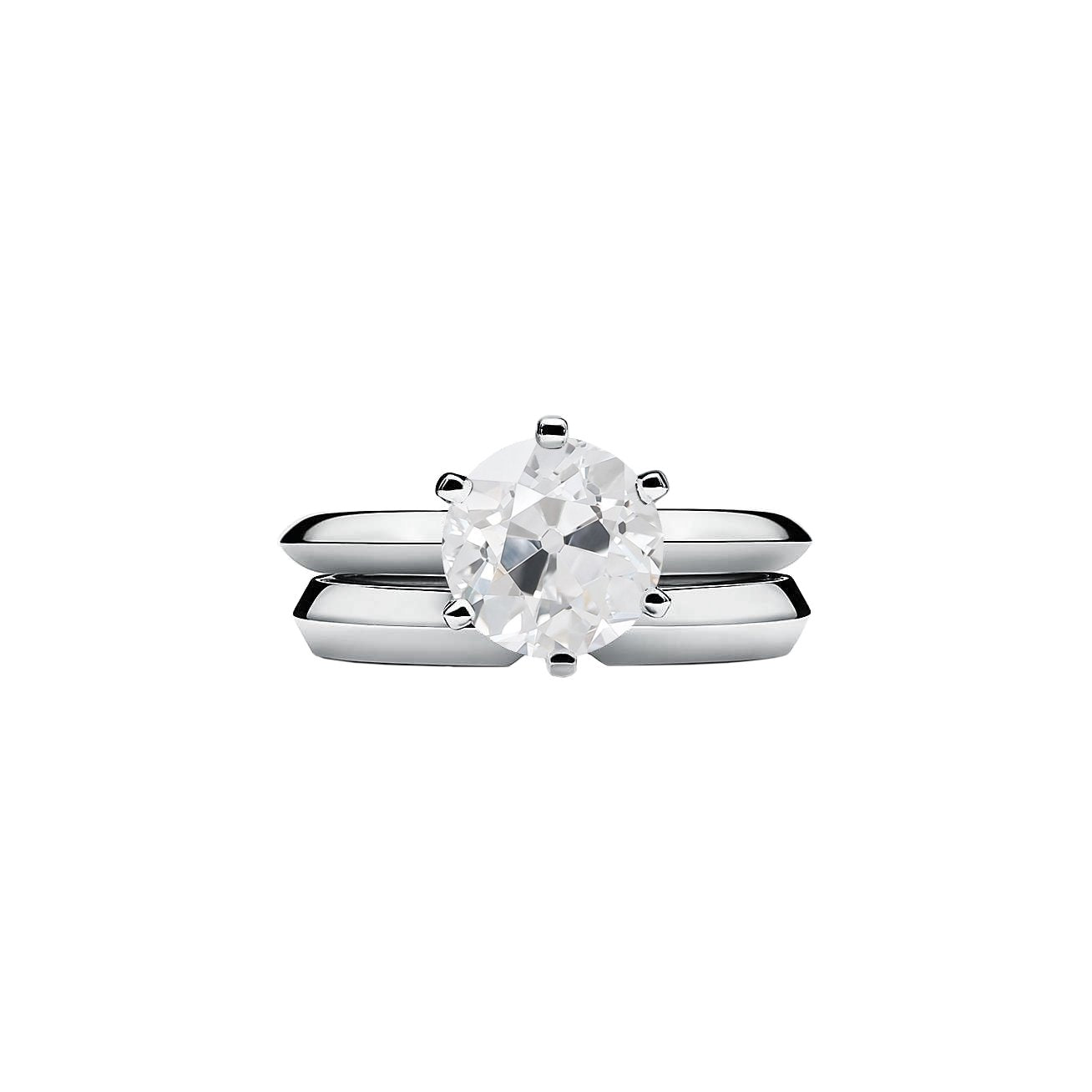 Runder Solitär Ehering Band Set Altschliff Natürliche Diamant Gold 1,50 Karat
