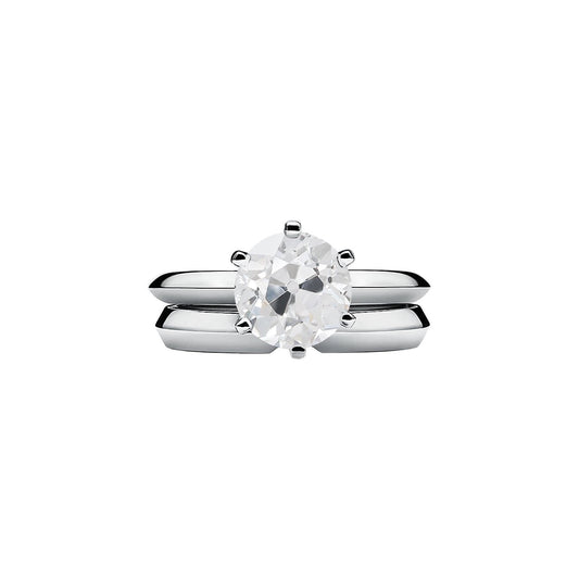 Runder Solitär Ehering Band Set Altschliff Natürliche Diamant Gold 1,50 Karat