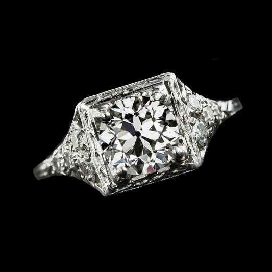 Runder Solitärring Alter Minenschliff Natürliche Diamant 2 Karat Damenschmuck