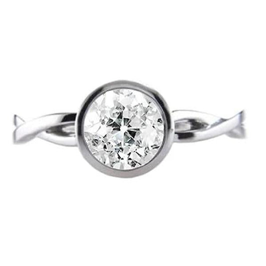 Runder Solitärring Lünette Alter Bergmann Echt Diamant Infinity Style 1,25 Karat