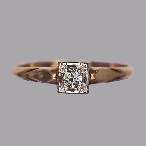 Runder Solitärring mit Echt Diamanten im alten Minenschliff Roségold 0,50 Karat - harrychadent.ch