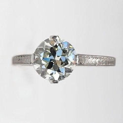 Runder Solitaire Alter Bergmann Echt Diamantring 2 Karat Weißgold 14K