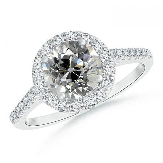 Runder Solitaire Old Mine Cut Echt Diamantring mit Akzenten 2,50 Karat - harrychadent.ch