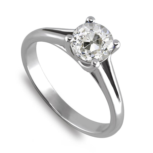 Runder Solitaire Old Mine Cut Natürlich Diamantring mit geteiltem Schaft 2 Karat Gold - harrychadent.ch
