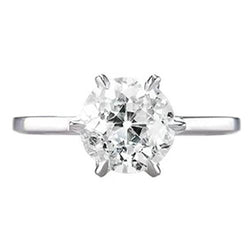 Runder Solitaire Old Mine Cut Natürliche Diamantring Krappenset 1 Karat