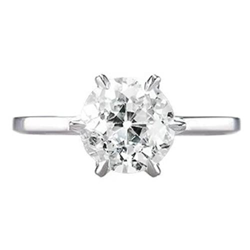 Runder Solitaire Old Mine Cut Natürliche Diamantring Krappenset 1 Karat