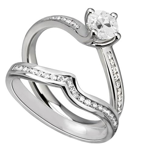 Runder Verlobungsring Set Alter Bergmann Natürliche Diamant Channel Set 3 Karat