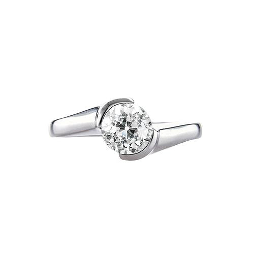 Runder Verlobungsring Twisted Style Alteuropäischer Echt Diamant 1 Karat