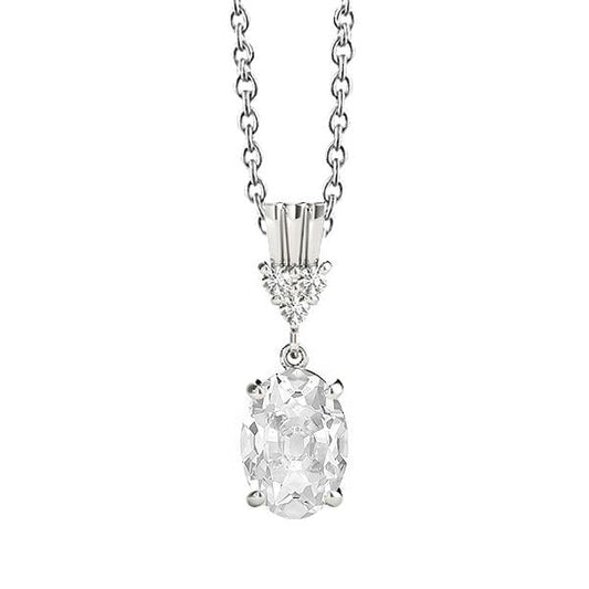 Runder alter Bergmann 2,50 Karat Echt Diamant Anhänger Krappen Set Weißgold 14K - harrychadent.ch
