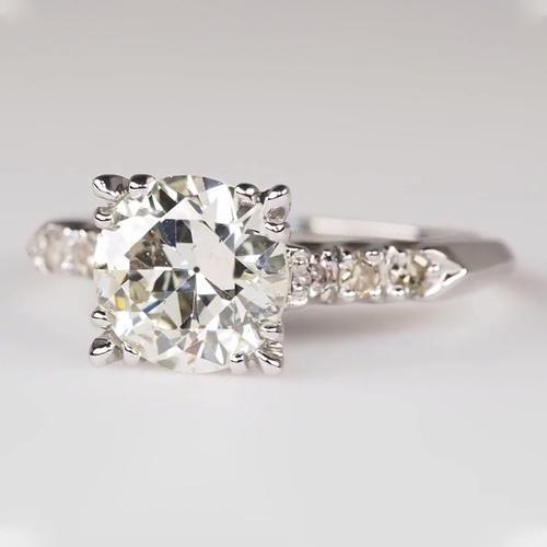 Runder alter Bergmann Natürlich Diamantring für Damen, dreifacher Krappensatz 2,50 Karat
