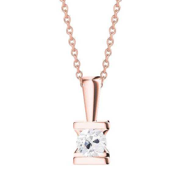 Runder alter Bergmann Solitaire Natürlich Diamant Anhänger Bar Set 1 Karat Roségold - harrychadent.ch