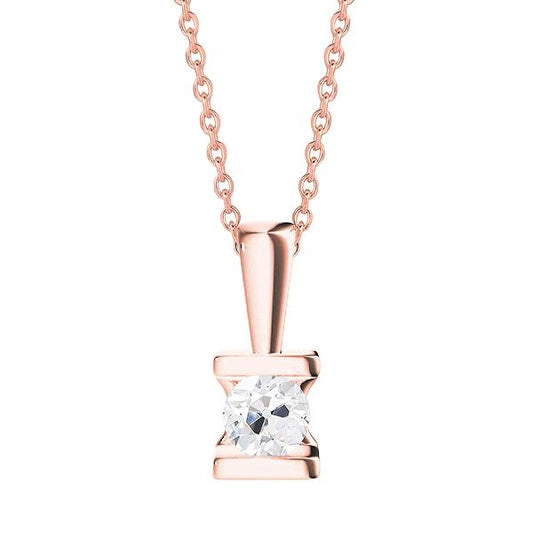Runder alter Bergmann Solitaire Natürlich Diamant Anhänger Bar Set 1 Karat Roségold - harrychadent.ch