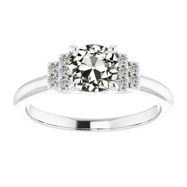Runder alter Minenschliff Natürlich Diamant-Verlobungsring 14 Karat Weißgold 3 Karat - harrychadent.ch