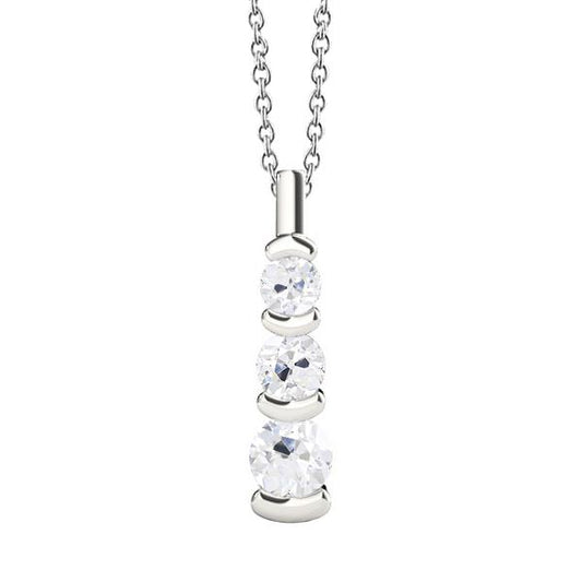 Runder alter Minenschliff Natürlich Diamant Anhänger & Kette halbe Lünette Set 1,50 Karat - harrychadent.ch