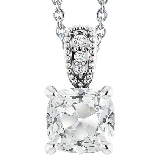 Runder & Kissen Old Cut Echt Diamant Slide Anhänger Weißgold 5,50 Karat - harrychadent.ch