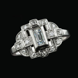 Smaragd Old Mine Cut Echt Diamants Jubiläumsring Lünette 3,75 Karat