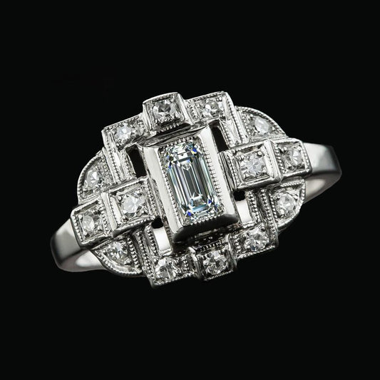 Smaragd Old Mine Cut Echt Diamants Jubiläumsring Lünette 3,75 Karat