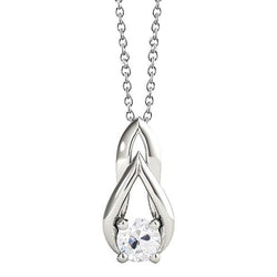 Solitär-Echt Diamant-Anhänger Rund Alter Bergmann 1 Karat Weißgold 14K