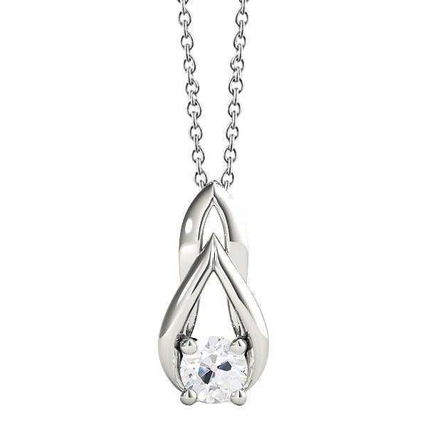 Solitär-Echt Diamant-Anhänger Rund Alter Bergmann 1 Karat Weißgold 14K