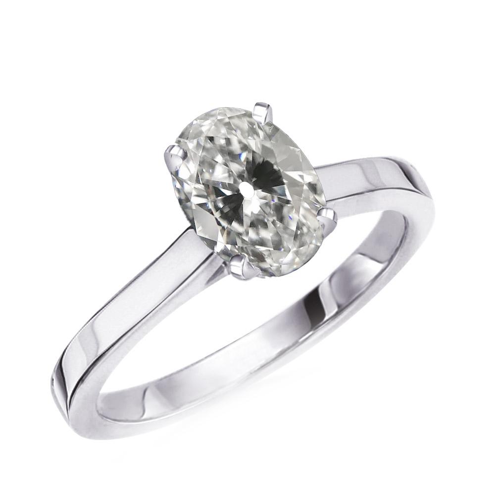 Solitär-Jubiläumsring Oval Alter Bergmann Naturliche Diamant Krappen Set 4 Karat