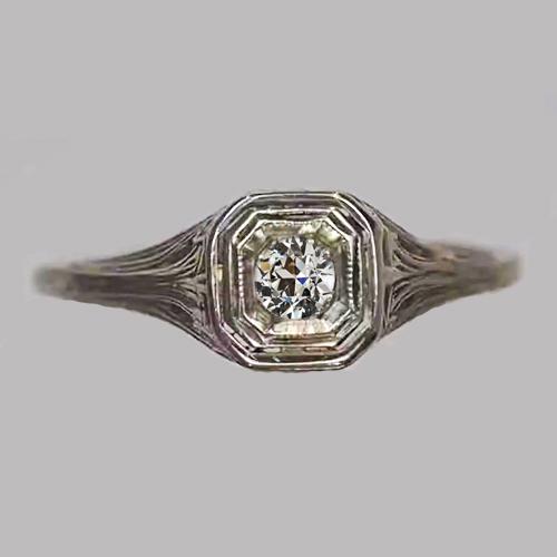 Solitär-Jubiläumsring Runder Echt Diamant im alten Minenschliff 0,50 Karat