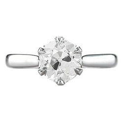 Solitär-Jubiläumsring alter Bergmann Runder Natürlich Diamant 1,25 Karat 6 Zinken