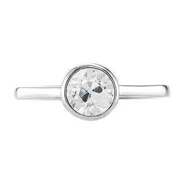 Solitär-Ring-Lünetten-Set Runder Alter Bergmann-Echt Diamant 1 Karat Weißgold