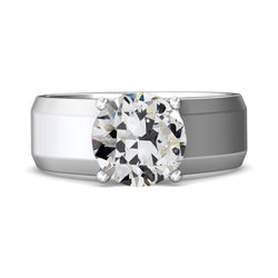 Solitär-Ring Runder Alter Minenschliff Naturlich Diamant-Zinken Mit Dickem Schaft 3 Karat