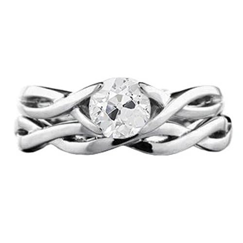 Solitär-Verlobungsring alter Bergmann Echt Diamant 1 Karat Infinity Style Schaft - harrychadent.ch