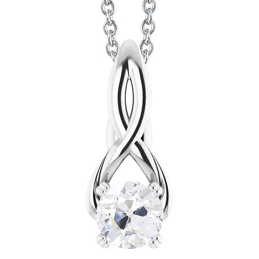 Solitär Echt Diamant Anhänger Rund Alter Bergmann Twisted Style 1,50 Karat