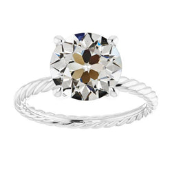 Solitär Rund Alter Bergmann Echt Diamant Ring Rope Style 4 Karat Gold
