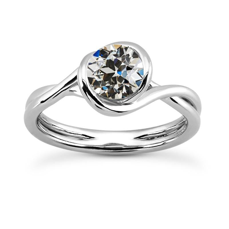 Solitär Runder Alter Bergmann Naturliche Diamantring Verdrehter Schaft 2 Karat Gold- harrychadent.ch