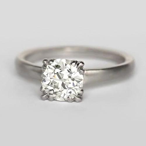 Solitär Runder Echt Diamantring Im Alten Minenschliff Dreifacher Krappen 1,75 Karat