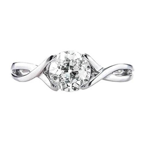 Solitär Runder Echt Diamantring Im Alten Minenschliff Mit Geteiltem Schaft 1 Karat