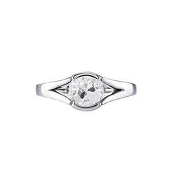 Solitärring Altschliff Natürliche Diamant Mit Geteiltem Schaft 1 Karat Weißgold