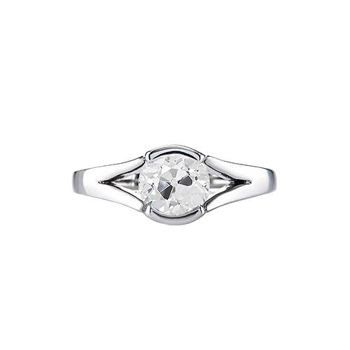Solitärring Altschliff Natürliche Diamant Mit Geteiltem Schaft 1 Karat Weißgold