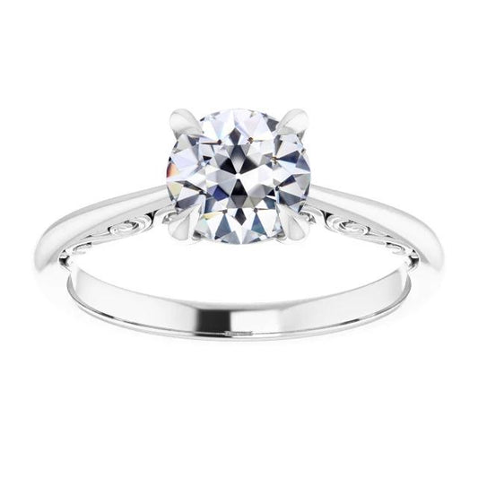 Solitärring Im Antiken Stil, Runder Echt Diamant Im Minenschliff, 2 Karat