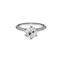 Solitärring Mit Akzenten Altschliff Natürliche Diamanten 3,50 Karat