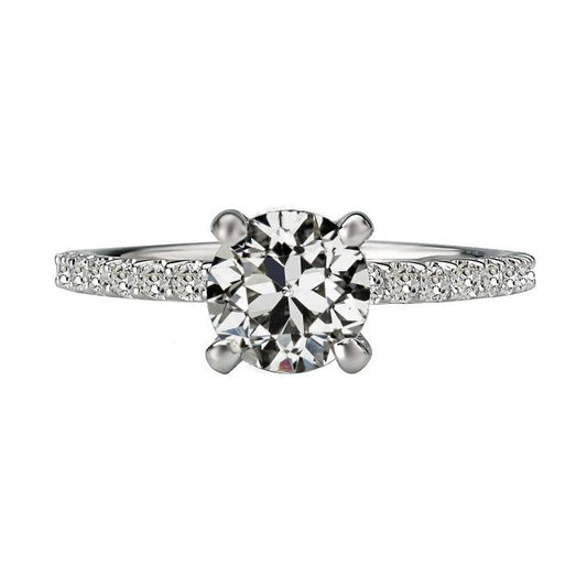 Solitärring Mit Akzenten Runder Alter Bergmanns Natürliche Diamant 4,50 Karat