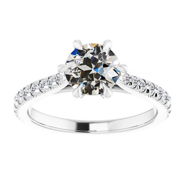 Solitärring Mit Akzenten Runder Echt Diamant Im Alten Minenschliff 4,50 Karat