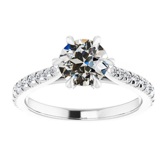 Solitärring Mit Akzenten Runder Echt Diamant Im Alten Minenschliff 4,50 Karat