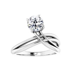 Solitärring Mit Rundem Altschliff Echt Diamantring Mit Gedrehtem, Gespaltenem Schaft 1 Karat