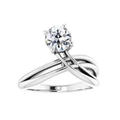 Solitärring Mit Rundem Altschliff Echt Diamantring Mit Gedrehtem, Gespaltenem Schaft 1 Karat - harrychadent.ch